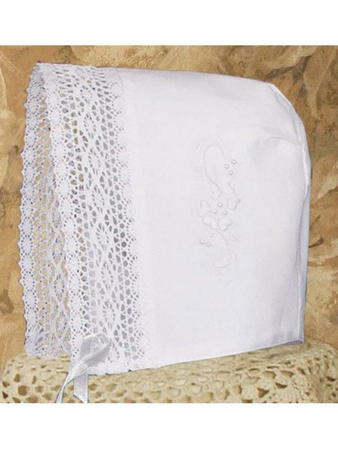 Baby Girls White Cotton Victorian Style Bonnet Christening Dress Gown 0-12M - SophiasStyle.com