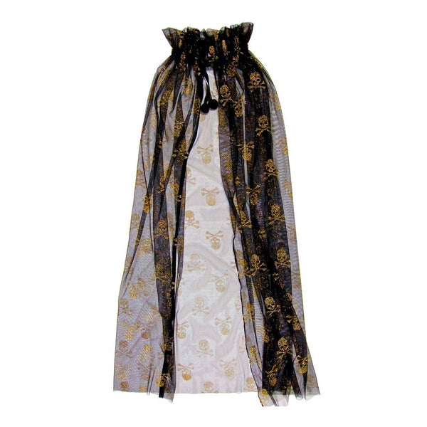 Little Girls Black Gold Skull Print Halloween Dress Up Cape 2-7 - SophiasStyle.com