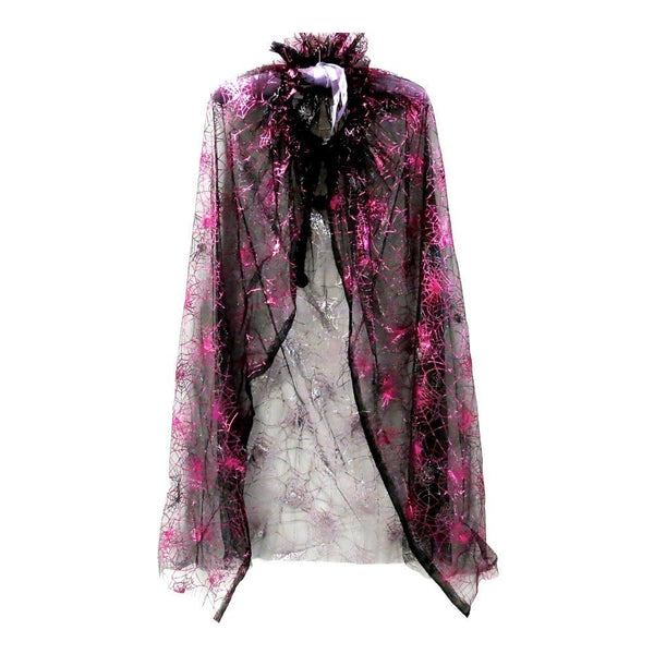 Little Girls Black Hot Pink Spiderweb Print Halloween Cape 2-7 - SophiasStyle.com