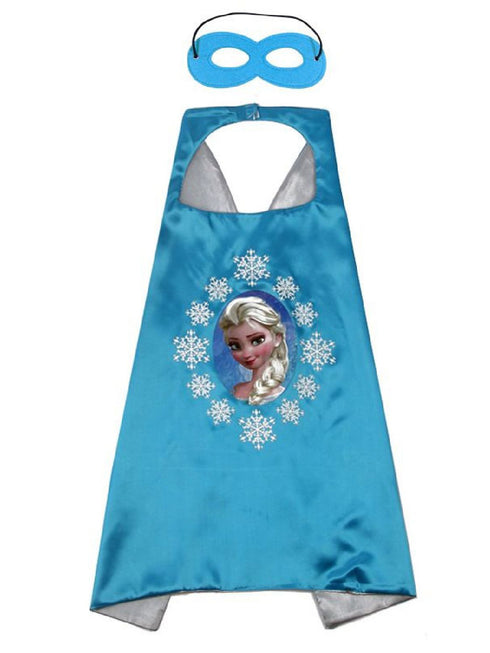 Little Girls Blue Silver Elsa Halloween Cape Mask Set One Size - SophiasStyle.com