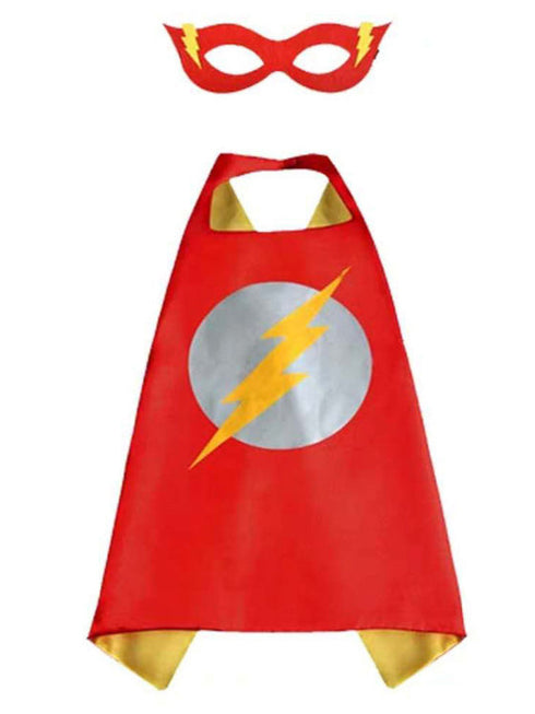 Unisex Toddler Red Silver Yellow Flash Halloween Cape Mask Set One Size - SophiasStyle.com