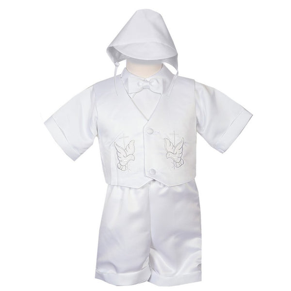 Rafael Collection Little Boys 4 pc Cross Dove Vest Hat Baptism Outfit 2-4 - SophiasStyle.com
