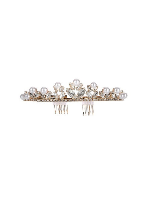 Cinderella Couture Girls Multi Color Pearl Rhinestone Comb Crown Tiara - SophiasStyle.com