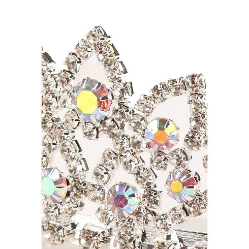 Girls Silver AB Rhinestone Shimmery Flower Girl Wedding Pageant Comb Crown - SophiasStyle.com
