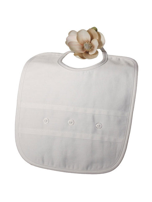 Little Things Mean A Lot Unisex White Cotton Satin Button Bib - SophiasStyle.com