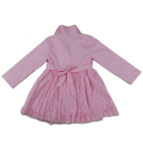 Girls Pink Lace Wind-Resistant Long Sleeved Coat S (9-24M)-XL (6-8) - SophiasStyle.com