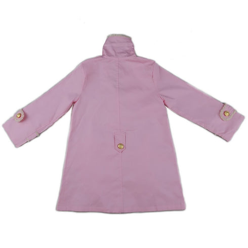 Girls Pink Gold Buttons Trim Double Breasted Coat S (9-24M)-XL (6-8) - SophiasStyle.com