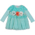 Girls Teal 3-D Flowers Lace Embellished Dress S (9-24M)-XL (6-8) - SophiasStyle.com