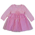 Girls Pink 3-D Flower Adorned Long Sleeve Dress S (9-24M)-XL (6-8) - SophiasStyle.com