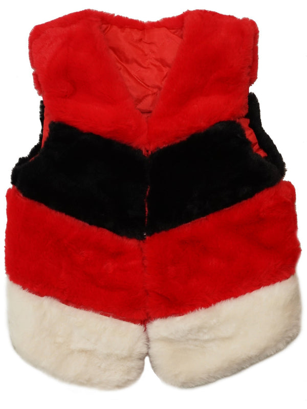 Girls Red Black White Panel Soft Plush Sleeveless Vest 9M-8 - SophiasStyle.com