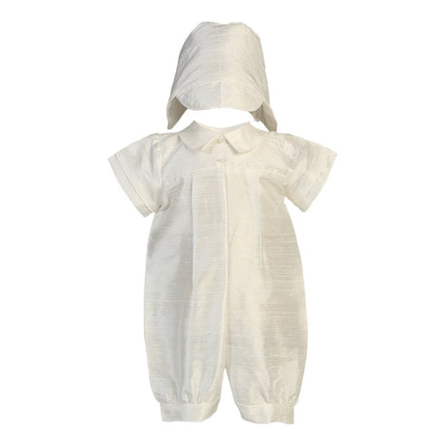 Lito Baby Boys White Silk Romper Hat Baptism Christening Set 0-18M - SophiasStyle.com