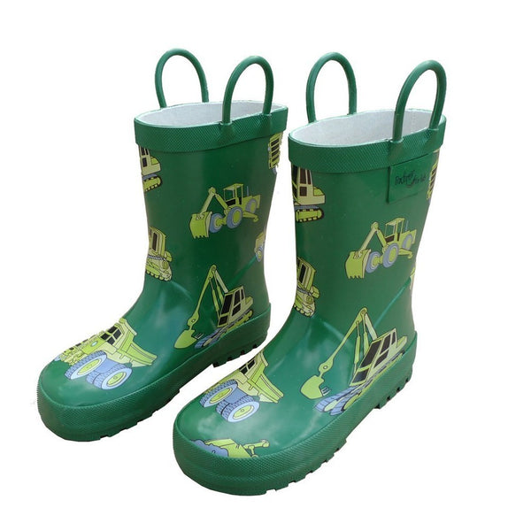 Green Construction Toddler Boys Rain Boots 5-10 - SophiasStyle.com