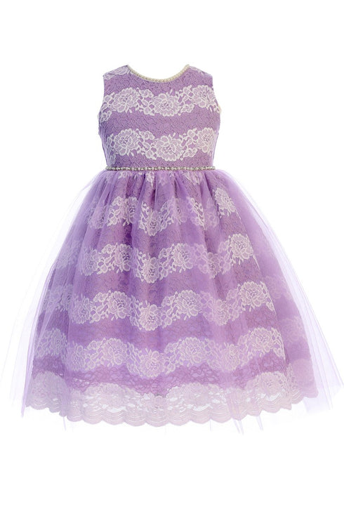 Just Kids Girls Multi Color Floral Lace Tulle Pearls Easter Dress 2T-14 - SophiasStyle.com