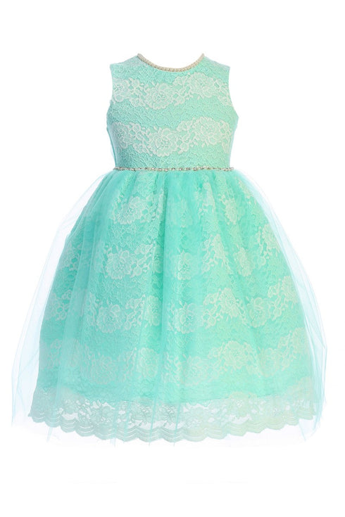Just Kids Girls Multi Color Floral Lace Tulle Pearls Easter Dress 2T-14 - SophiasStyle.com