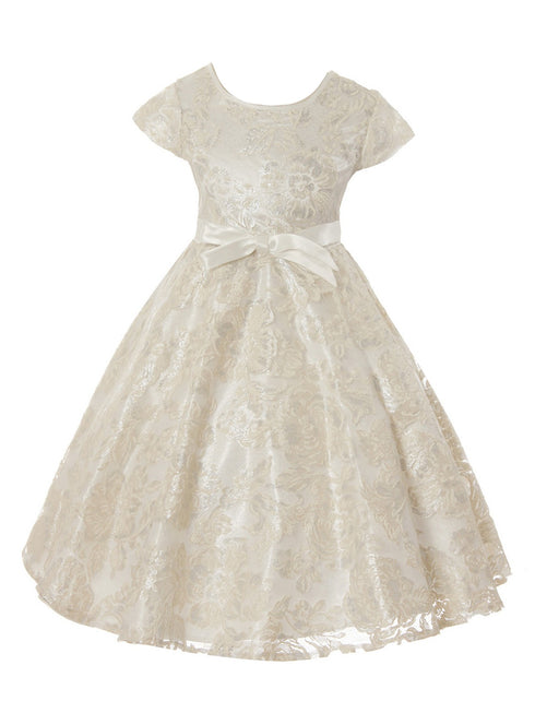 Crayon Kids Girls Floral Lace Overlay Tea Length Christmas Dress 2T-14 - SophiasStyle.com