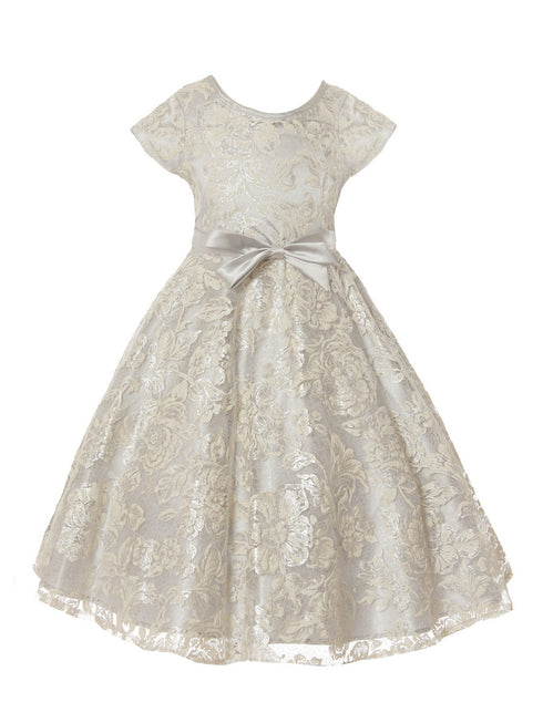 Crayon Kids Girls Floral Lace Overlay Tea Length Christmas Dress 2T-14 - SophiasStyle.com