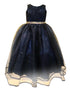 Little Girls Navy Lace Sequin Belt Glitter Tulle Flower Girl Dress 2-6 - SophiasStyle.com