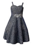 Big Girls Navy Glitter Metallic Strap Junior Bridesmaid Dress 8-16 - SophiasStyle.com