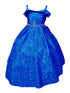 Little Girls Royal Blue Metallic Off Shoulder Flower Girl Dress 2-6 - SophiasStyle.com
