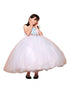 Flower Girl Dress with Flower Applique Invisible Straps and Tulle Overlay Skirt, Sizes 2-16 - SophiasStyle.com