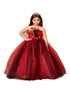 Flower Girl Dress with Flower Applique Invisible Straps and Tulle Overlay Skirt, Sizes 2-16 - SophiasStyle.com