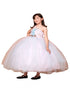 Flower Girl Dress with Flower Applique Invisible Straps and Tulle Overlay Skirt, Sizes 2-16 - SophiasStyle.com