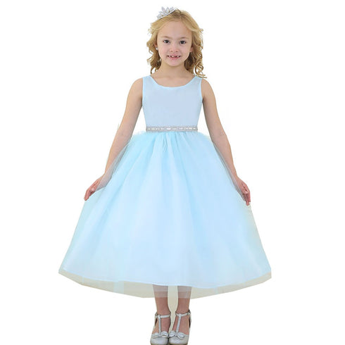 Little Girls Aqua Rhinestone Tulle Flower Girl Dress 2T-6 - SophiasStyle.com