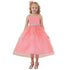 Big Girls Coral Rhinestone Tulle Junior Bridesmaid Dress 8-12 - SophiasStyle.com
