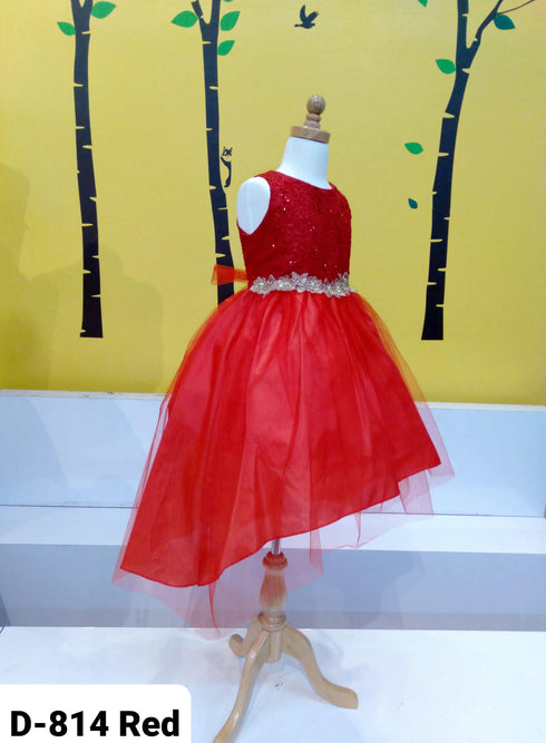 Big Girls Red Sequin Bodice Hi Low Junior Bridesmaid Dress 8-16 - SophiasStyle.com