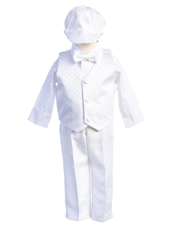 Lito Little Boys White Diamond Vest Pants Shirt Darren Christening Outfit 2T-3T - SophiasStyle.com