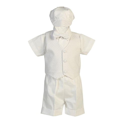 Lito Baby Boys Vest Hat Poly Cotton Short Baptism Christening Set 0-24M - SophiasStyle.com