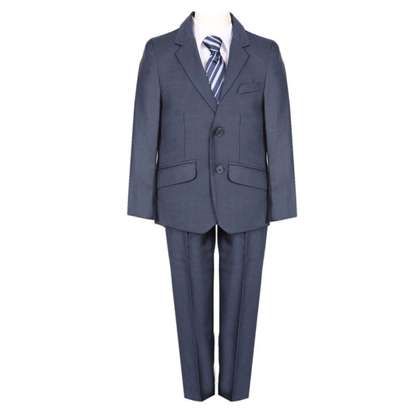 Little Boys Navy Blue Fancy 5 Piece Vest Jacket Pants Special Occasion Suit 2-7 - SophiasStyle.com