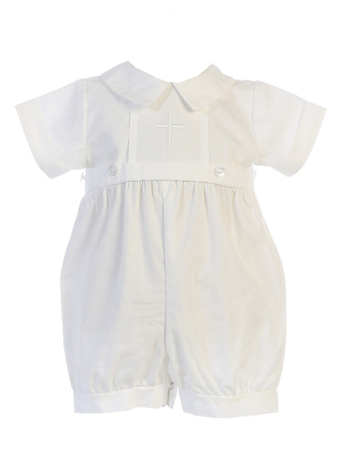 Swea Pea & Lilli Baby Boys White Cross Detail Christening Dominic Romper 0-18M - SophiasStyle.com