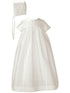 Baby Girls Off White Silk Dupioni Bonnet Slip Christening Gown 0-12M - SophiasStyle.com