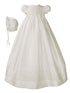 Baby Girls White Silk Smocked Bodice Christening Dress Outfit 0-24M - SophiasStyle.com