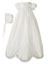Baby Girls White Silk Hand Embroidered Bonnet Christening Dress Gown 0-12M - SophiasStyle.com