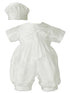 Baby Boys White Silk Sailor Collar Hat Christening Romper Set 0-12M - SophiasStyle.com
