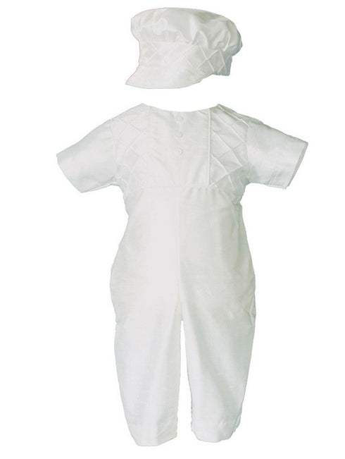 Baby Boys White Pin Tuck Captain Hat Christening Outfit 0-12M - SophiasStyle.com