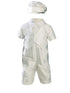 Baby Boys Off White Short Sleeves Silk Dupioni Hat Christening Outfit 0-12M - SophiasStyle.com