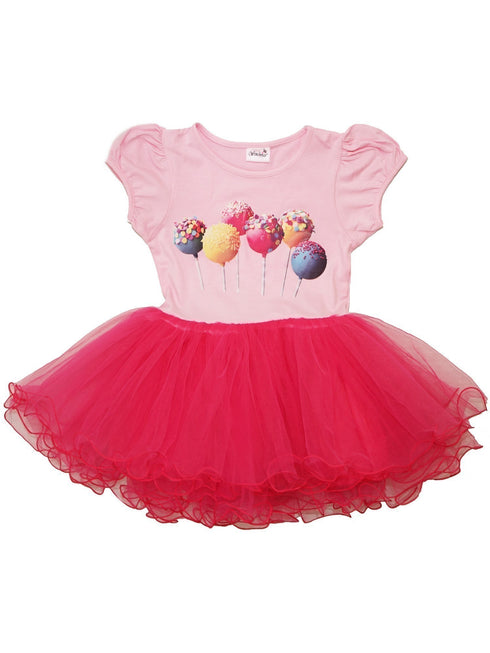 Girls Pink Hot Pink Lollipop Print Ruffle Tutu Dress 9M-8 - SophiasStyle.com