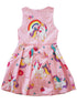 Girls Pink Rainbow Unicorn Print A-Line Cotton Dress 9M-8 - SophiasStyle.com