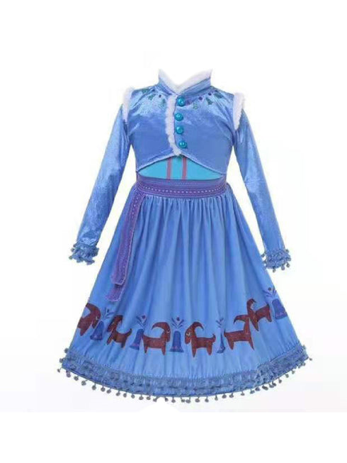 Girls Blue Frozen Adventure Anna Halloween Dress Costume 2-9 - SophiasStyle.com