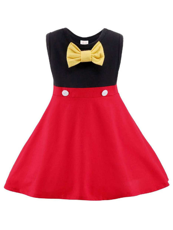 Girls Black Red Yellow Bow Applique Mickey Dress 9M-10 - SophiasStyle.com