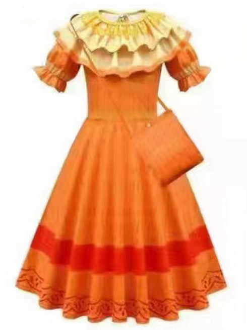 Girls Orange Encanto Pepa Madrigal Dress 3-12 - SophiasStyle.com