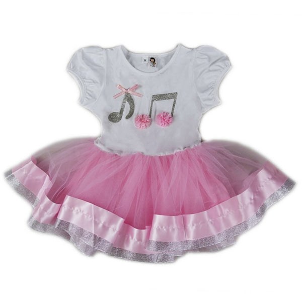 Girls Pink White Silver Music Notes Birthday Dress S (9-24M)-XL (6-8) - SophiasStyle.com