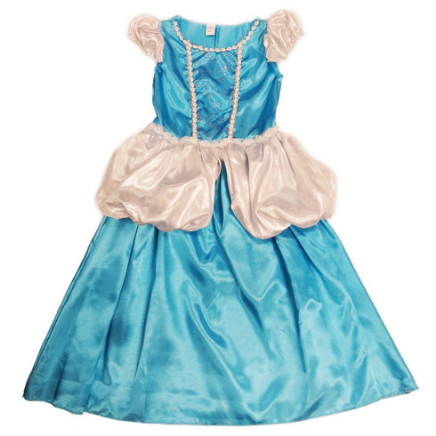Girls Blue White Glitter Scroll Cinderella Dress S (4-6)-L (10-12) - SophiasStyle.com