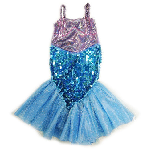 Girls Purple Blue Sequin Halloween Mermaid Dress S (4-6)-L (10-12) - SophiasStyle.com