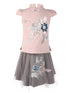 Girls Pink Gray Embroidery 2 Pieces Cotton Dress 24M-10 - SophiasStyle.com