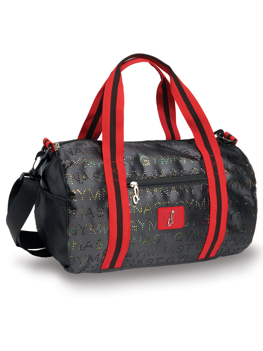 Black Red Punch Hole Glitter Gymnastic Duffle Bag Purse
