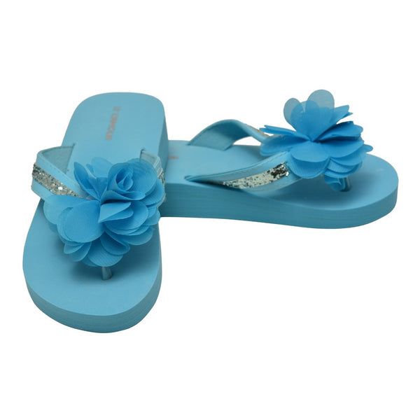 L`Amour Little Girls Blue Sequin Eva Foam Sandals 2 Kids - SophiasStyle.com